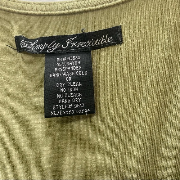 Simply Irresistible Feminine Boho T-shirt  XL Green Satin Cording Bodice Flowy - Picture 7 of 9